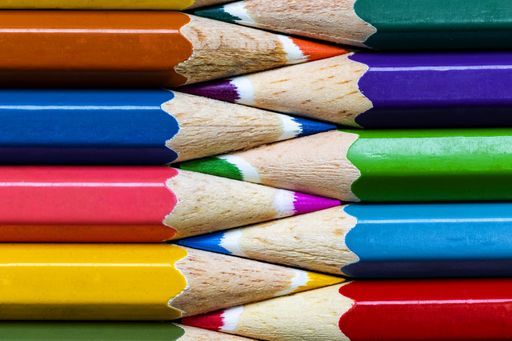An amazing close-up shot of colorful pencils for drawing