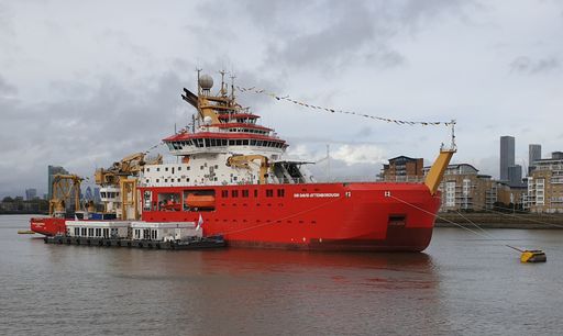 A huge red ship in the river, Greenwich, London, United Kingdom