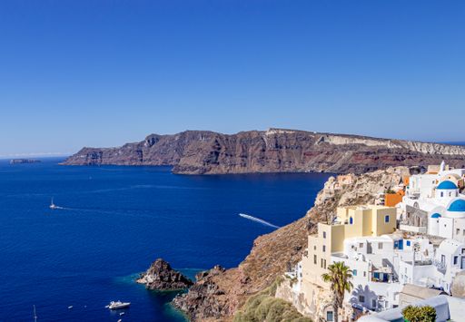 A view to Santorini, Greece on a sunny day