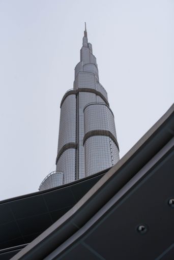 A low angle shot of the skyscraper of Burj Khalifa in Dubai