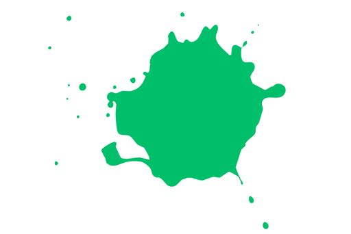 A closeup of a green blot on a white background