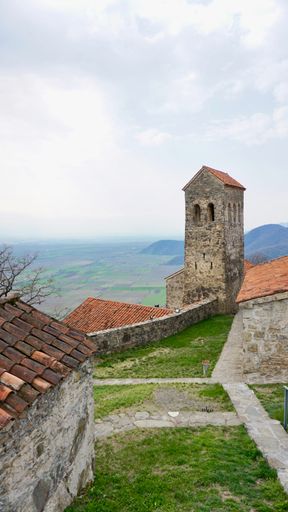The vertical shot of a  tower in Nekresi- a historic and archaeological site in eastern Georgian region of Kakheti.
