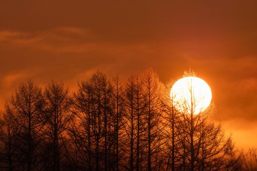 The beautiful scenery of the sunset in Kushiro, Hokkaido, Japan