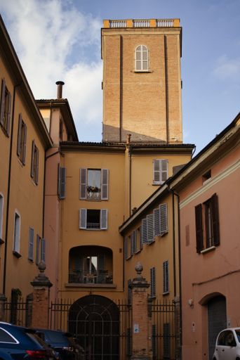 A low angle shot of an old building in Bologna, Italy.