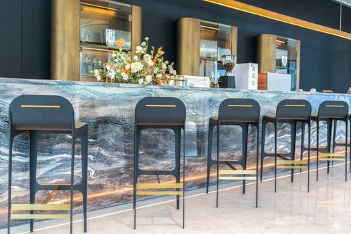 An interior of a luxury modern cafe bar