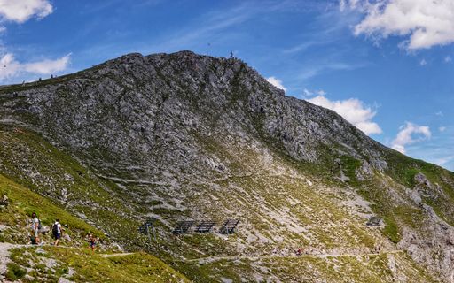 A beautiful view of mountains under the blue sky