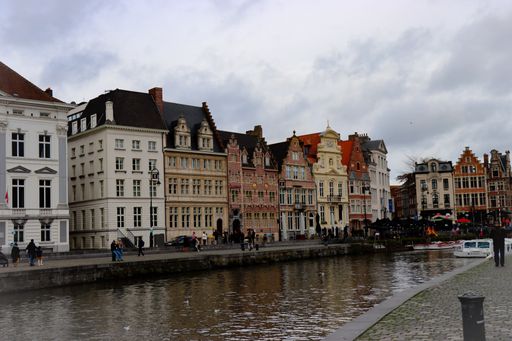 A beautiful shot of some buildings near a lake in Belgium,Brussels