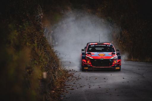 A beautiful shot of a Thierry Neuville testing hyundai i20 Wrc plus before rally Monza