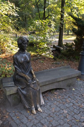Zywiec, Poland - September 28, 2021. Habsburger Castle and its park. Autumn sunny day. Selective focus