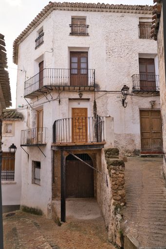 A vertical shot of a building in Castilla La Mancha, Albacete, Spain