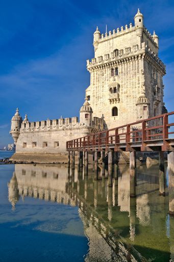 A vertical shot of Garden of Belem Tower in Lisbon, Portugal