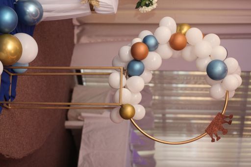 A vertical shot of birthday decorations