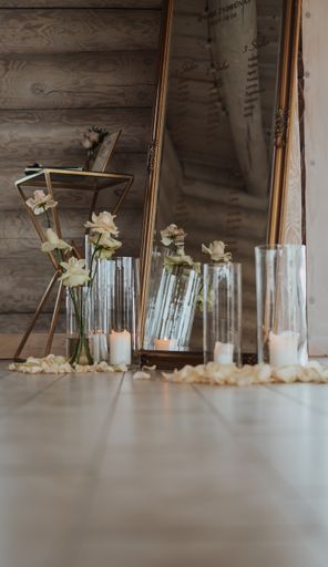 A vertical shot of a luxurious wedding ceremony hall