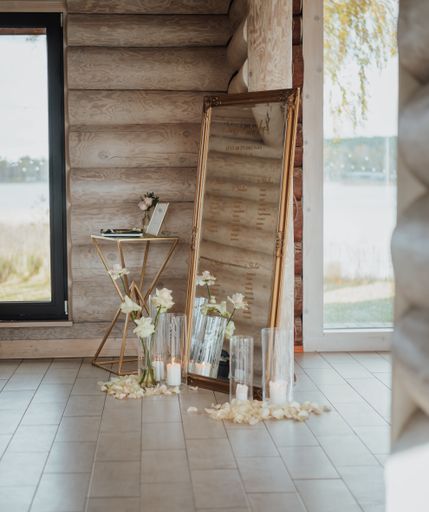A vertical shot of event decorative arrangements