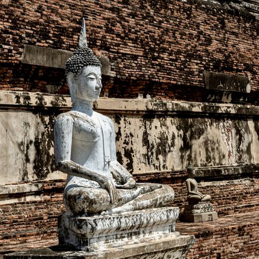 A beautiful shot of an old Buddha statue