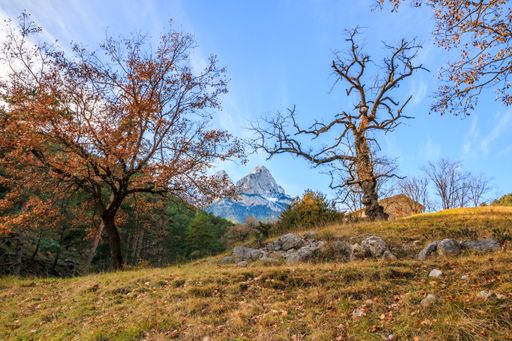The rocky peaks of the Pedraforca mountain in Saldes, Spain