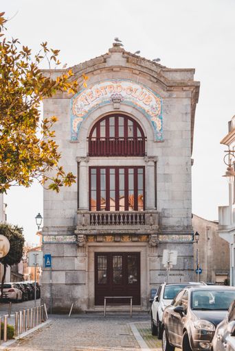 A vertical shot of an old theater center of Esposende