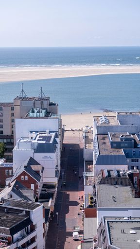 A vertical shot of the island of Borkum from a lighthouse in Germany