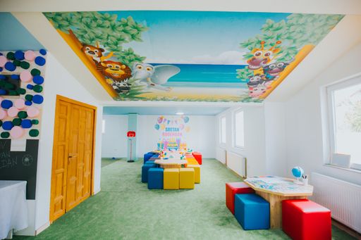 A wide shot of the playground area at a daycare center