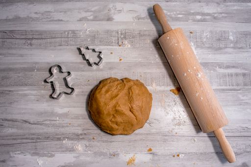 A closeup of the material for making gingerbread and cinnamon cookies.