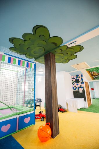 A wide shot of the playground area at a daycare center