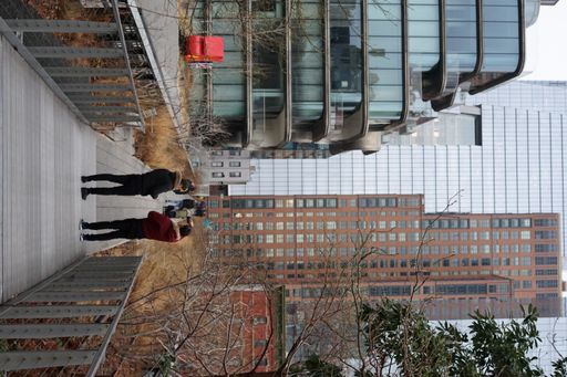 A vertical shot of a busy street in New York City, United States