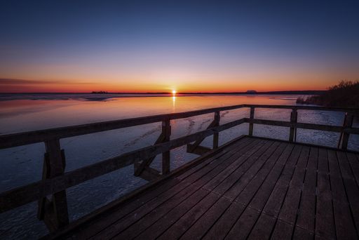 A beautiful view from a bridge in Steinhude Meer during early morning