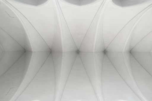 A wide shot of a white abstract 3d structure