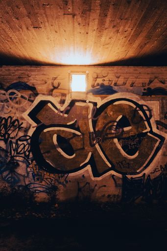 A vertical shot of a Graffiti at a pedestrian underpass in Myyrmaki Vantaa, Finland