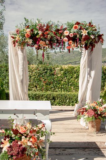 A vertical shot of a beautiful outdoor wedding venue