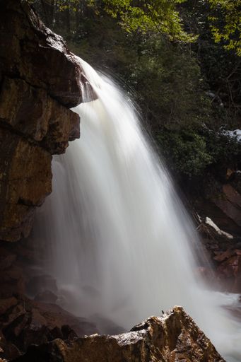 A closeup shot of Douglass Falls on the North Fork of the Blackwater River in West Virginia