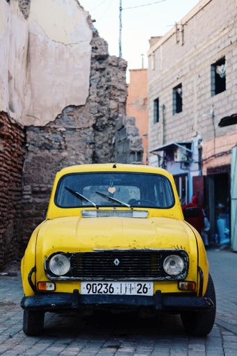 Car parked in Marrakech near the central market.