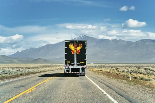 A beautiful commercial truck on HWY 95 NB near Winnemucca, Nevada, USA