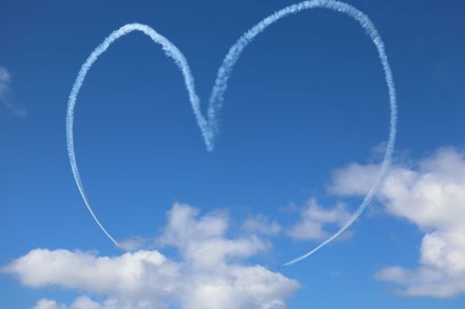 Canadian Snowbirds create a heart shape in the sky over San Francisco during Fleet Week.