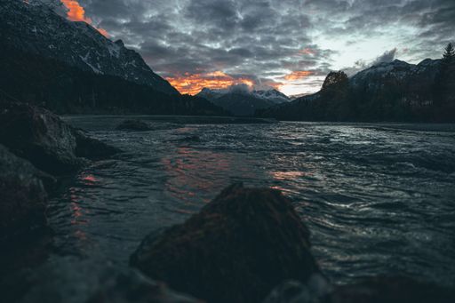 A mesmerizing sunset view over the Weissenbach am Lech, Tirol, Austria