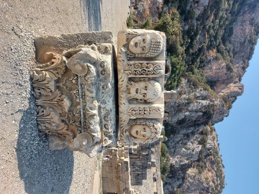 The ancient masks and Lycian tombs in Myra, Turkey