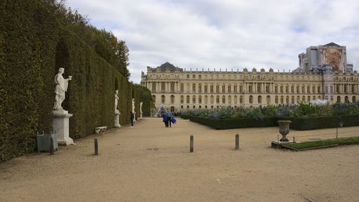 The beautiful Versailles Palace and Garden on a cloudy day in Paris, France