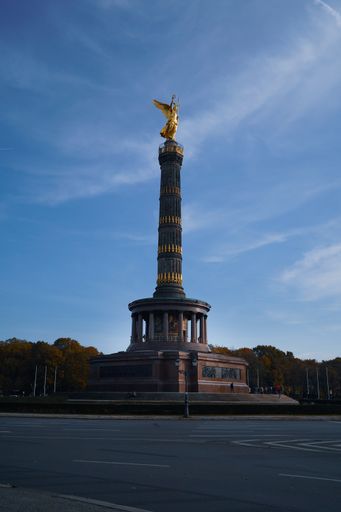 A vertical shot of the Victory Column in Berlin, Germany