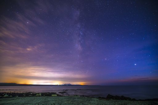 A breathtaking scenery of sunset over Salinas del Janubio on the island of Lanzarote, Canary Islands, Spain