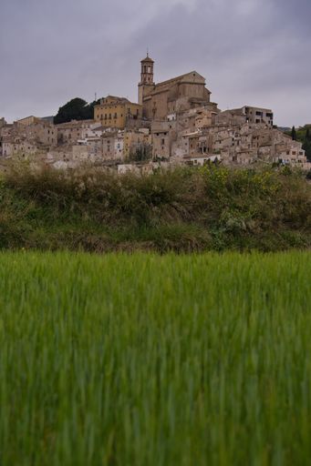 A vertical shot of Cehegin town under the cloudy sky, Region of Murcia, Spain