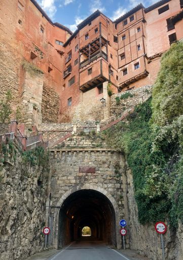 The old architecture and buildings in the mountain village of Albarracin, Spain