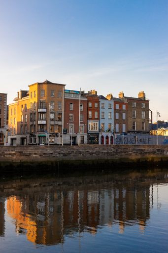 A vertical shot of the pubs, restaurants, and churches closed due to pandemics. Dublin, Ireland