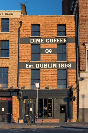 A vertical shot of the Dime Coffee Bar closed due to pandemic restrictions, Dublin, Ireland