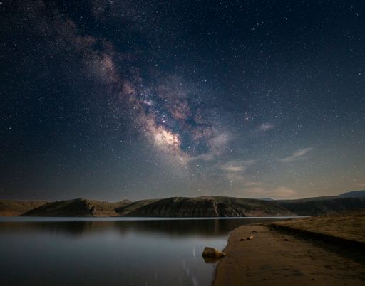 Milky way galaxy over Blue mesa reservoir Colorado, USA