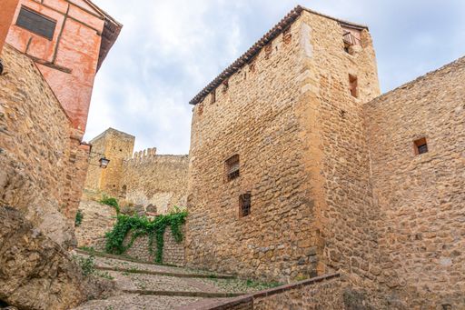 Ancient buildings of the medieval town of Albarracin in the province of Teruel in Aragon, Spain.