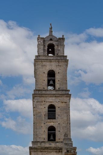 The cloudy blue sky over the San Francisco Asics Convent in Havana, Cuba