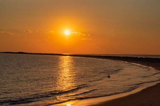 The beautiful sunset above the sea. Napatree Point Conservation Area. Westerly, Rhode Island.