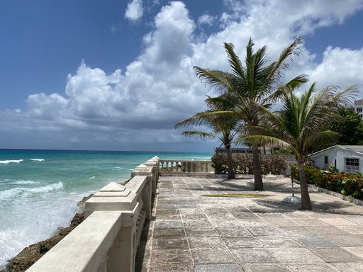 A beautiful shot of a sea in Barbados under the cloudy skies during the day