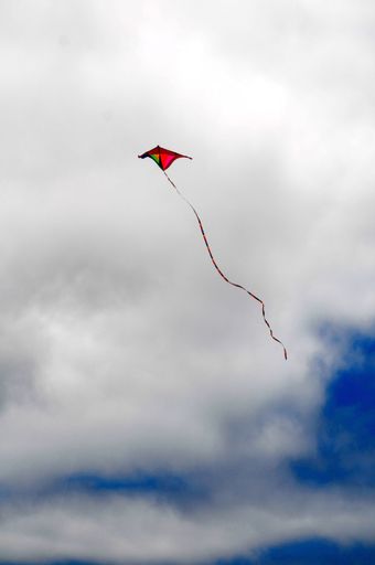 One Kite Flying over a Cloudy Sky, in Canary Islands, Spain