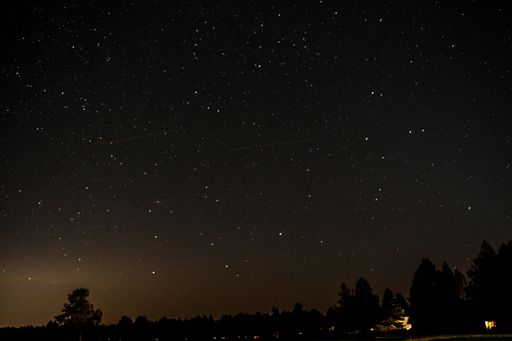 A low angle shot of a beautiful starry night sky over Sunriver, USA